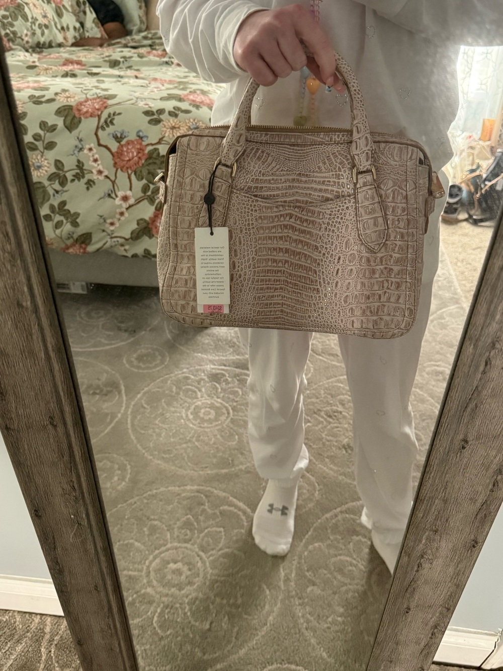 Brahmin Taupe Croc-Embossed Leather Satchel with Matching ID Pouch NWT - Picture 4 of 17